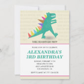 3 rex uitnodigingen meisje 3 jaar oud derde dino (Voorkant)