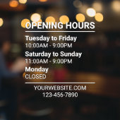 3 Rijen Winkel Openingstijden Bord Website Telefoo Raamsticker