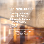 3 Rijen Winkel Openingstijden Bord Website Telefoo Raamsticker (Vel 2)