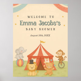 3 Ring Circus Baby Shower Welcome Poster