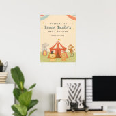 3 Ring Circus Baby Shower Welkom  Poster (Thuiskantoor)