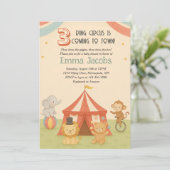 3 Ring Circus Triplet Baby Shower Invitation Kaart (Staand voorkant)