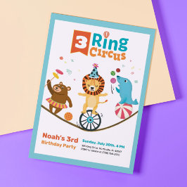 3-Ring circusdieren Kinder Uitnodigingen van de De