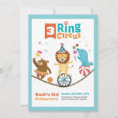 3-Ring circusdieren Kinder Uitnodigingen van de De (Voorkant)