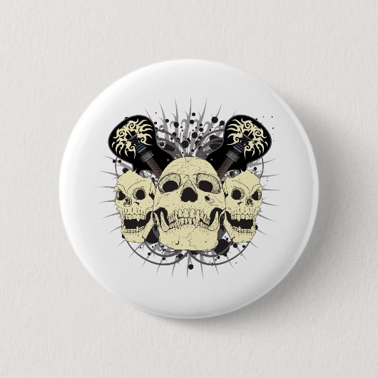 3 Rock n Roll Skulls Ronde Button 5,7 Cm (Voorkant)