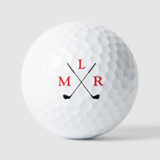 3 rode Initialen letters gepersonaliseerd monogram Golfballen (Voorkant)
