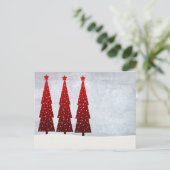 3 rode kerstbomen feestdagenkaart (Staand voorkant)