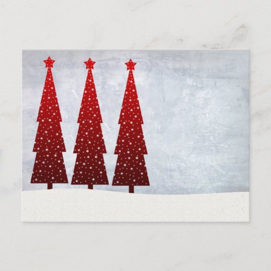 3 rode kerstbomen feestdagenkaart (Voorkant)