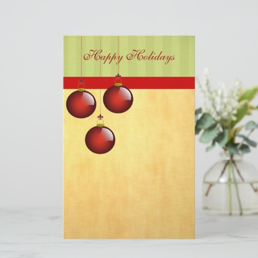 3 Rode Ornamenten Briefpapier (Staand voorkant)