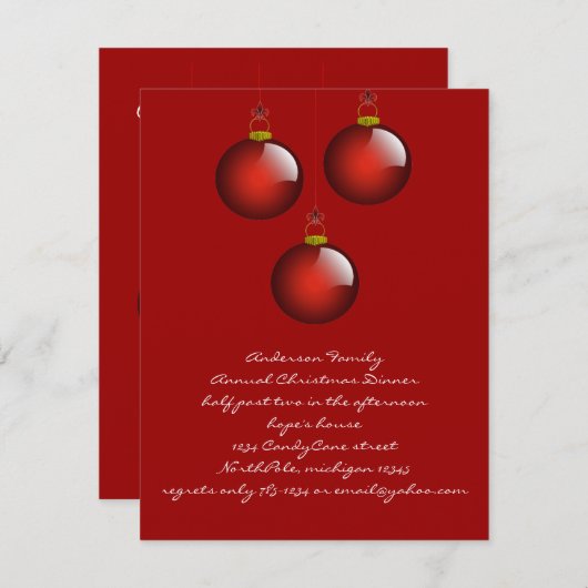 3 Rode Ornamenten Kaart (Voorkant / Achterkant)