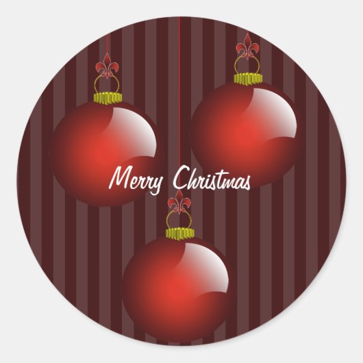 3 Rode Ornamenten Ronde Sticker (Voorkant)