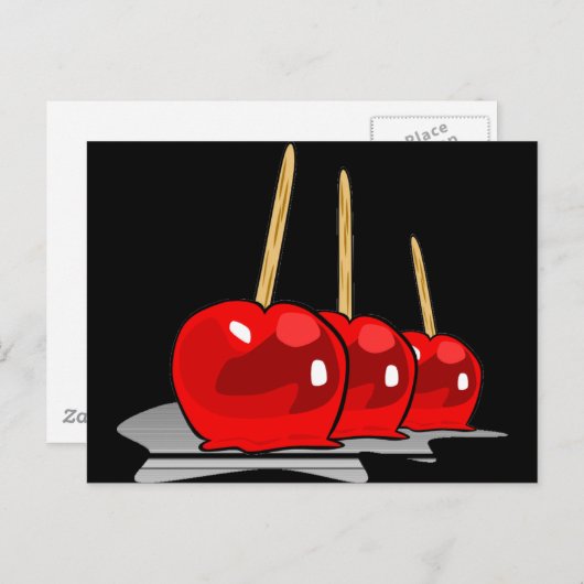 3 Rode Snoepjes appels Briefkaart (Voorkant / Achterkant)