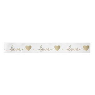 3" Romantisch Goud Script Liefde Harten Bruiloft Satijnen Lint