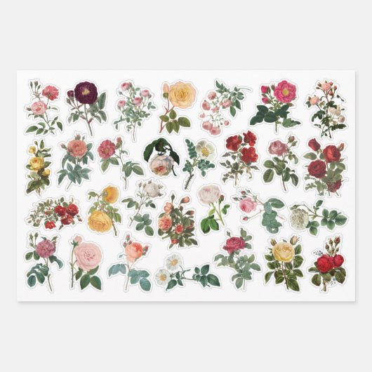 3 Romantische Rozen Collage Ephemera Sheets Inpakpapier Vel (Voorkant 2)