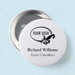 3" Ronde Naam Tag Pinback Button met Bedrijf Logo<br><div class="desc">Personaliseer eenvoudig onze ronde naamtag-knop met uw eigen zakelijke logo en aangepaste tekst. Geen minimale bestelhoeveelheid en geen installatiekosten.</div>
