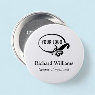 3" Ronde Naam Tag Pinback Button met Bedrijf Logo