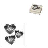 3 Rood hart gevormd, liefde, liefde, liefde harten Rubberstempel (Gestempeld)