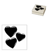 3 Rood hart gevormd, liefdesharten, rubberen stemp Rubberstempel (Gestempeld)