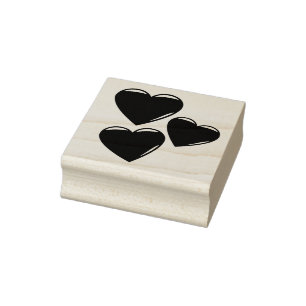 3 Rood hart gevormd, liefdesharten, rubberen stemp Rubberstempel