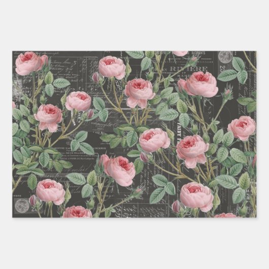 3 Roos Koolkolen Ephemera Sheets Inpakpapier Vel (Voorkant 2)