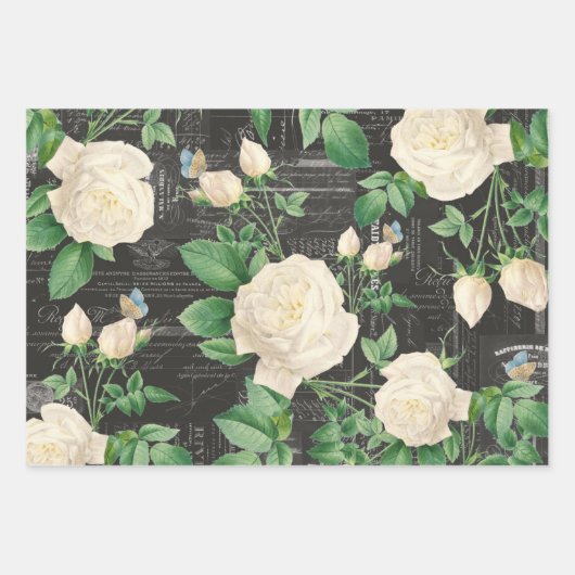 3 Roos Koolkolen Ephemera Sheets Inpakpapier Vel (Voorkant)