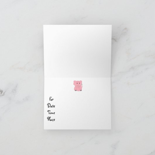 3 Roze Baby shower Uitnodiging tot roze olifanten (Binnen)