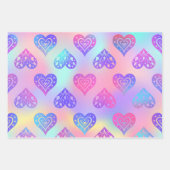 3 Roze Boho Hart Verjaardag Coördinerende Gift Inpakpapier Vel (Voorkant 3)