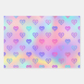 3 Roze Boho Hart Verjaardag Coördinerende Gift Inpakpapier Vel (Voorkant)