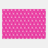 3 Roze coördinerende Snowflake-kerstcadeaus Inpakpapier Vel (Voorkant 3)