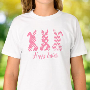 3 Roze en witte Bunny Rabbits Vrolijk Pasen T-shirt