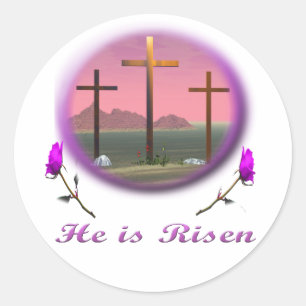 3 Roze kruist Christelijke geschenken Ronde Sticker