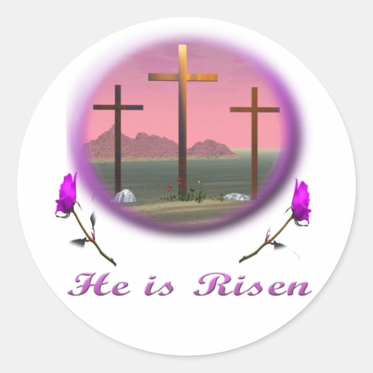 3 Roze kruist Christelijke geschenken Ronde Sticker (Voorkant)