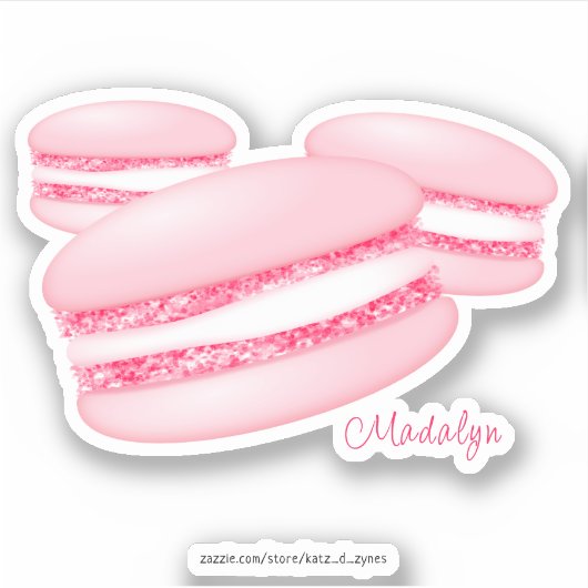 3 roze macarons sticker (Voorkant)