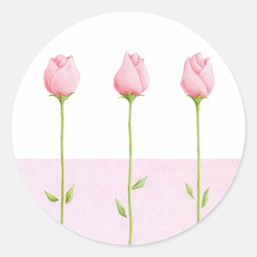 3 Roze Rosebuds Sticker (Voorkant)