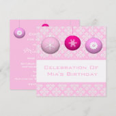 3 Roze Snowflake-Flower-siernamen Kaart (Voorkant / Achterkant)