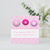 3 Roze Snowflake-Flower-siernamen Kaart (Staand voorkant)