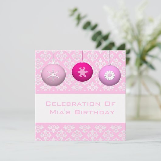 3 Roze Snowflake-Flower-siernamen Kaart (Staand voorkant)