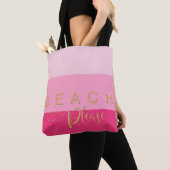 3 Roze strips Beach Please Gold Glitter Tote Bag (Dichtbij)