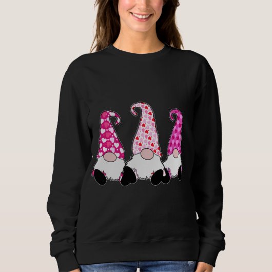 3 Roze Valentijn Gnomes Cute Elves Hearts Love or Trui (Voorkant)