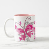 3 roze vlinders tweekleurige koffiemok (Links)