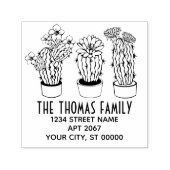 3 Rustieke Cactusplanten Naam Retouradres Zelfinktende Stempel (Design)