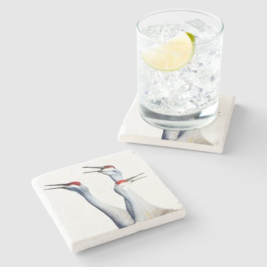 3 Sandhill Kranen Foto Stone Onderzetter (Zijkant)