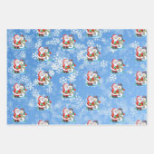 3 Santa Claus met Sneeuwachtergrond cadeau Inpakpapier Vel (Voorkant 3)