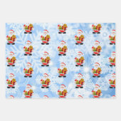 3 Santa Claus met Sneeuwachtergrond cadeau Inpakpapier Vel (Voorkant 2)