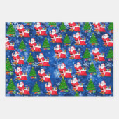 3 Santa Claus met Sneeuwachtergrond cadeau Inpakpapier Vel (Voorkant)