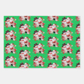 3 Santa Claus Red Green Background  Gift Inpakpapier Vel (Voorkant 3)