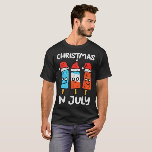 3 Santa Popsicles Christmas In July Cute Summer Xm T-shirt (Voorkant volledig)