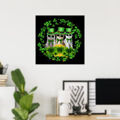 3 Schattige Drie Katten St Patrick Cadeau Kitty Ie Poster (Thuiskantoor)