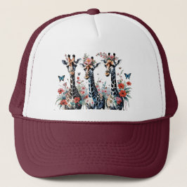 3 Schattige Giraffes met bloemen Trucker Pet