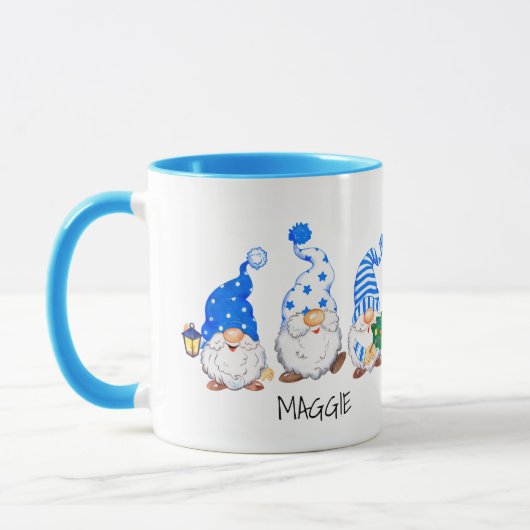 3 Schattige Kerstkabouter Aangepaste Naam 2 Kleur Mok (Links)